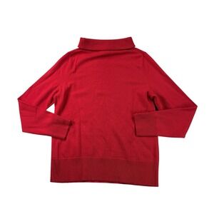 Talbots Sweater Womens M Red Mock Turtleneck Pure‎ Merino Wool Holiday Christmas